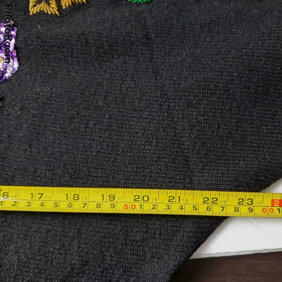 Marnie West Womens Pullover Sweater Black Floral Lambswool Blend Embellished L - Picture 3 of 9